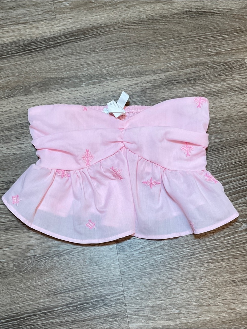 SHEIN Pink Strapless Peplum Crop Top